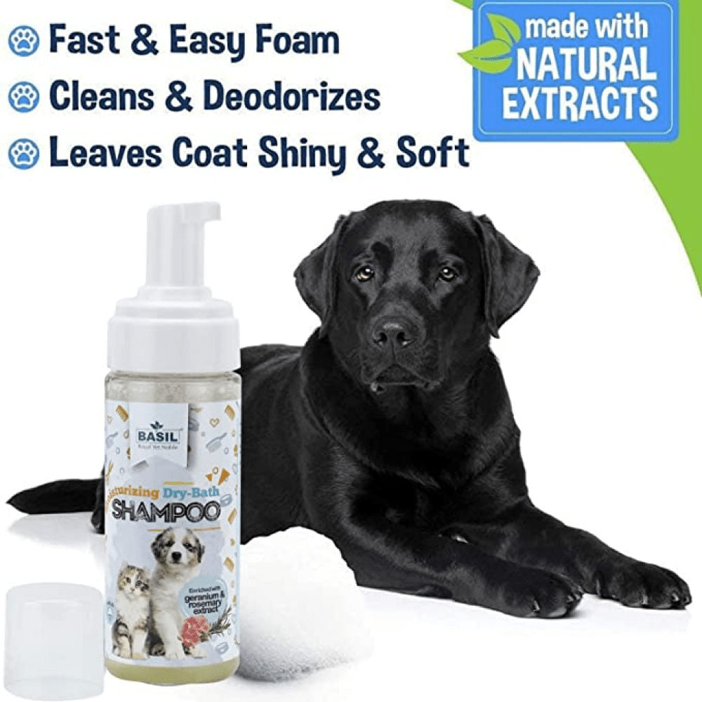 Basil Rosemary & Geranium Dry Dog Shampoo — back view