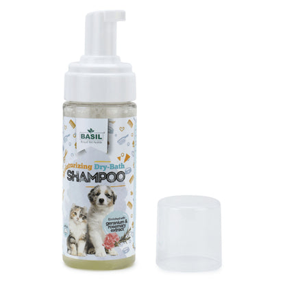 Basil Rosemary & Geranium Dry Dog Shampoo — detail shot
