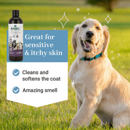 Basil Silky Soft Conditioning Dog Shampoo — detail shot