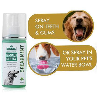 Basil Spearmint Mouth Spray for Dogs — detail shot