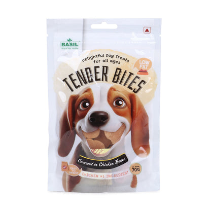 Basil Trender Bites Coconut In Chicken Bone Dog Treats