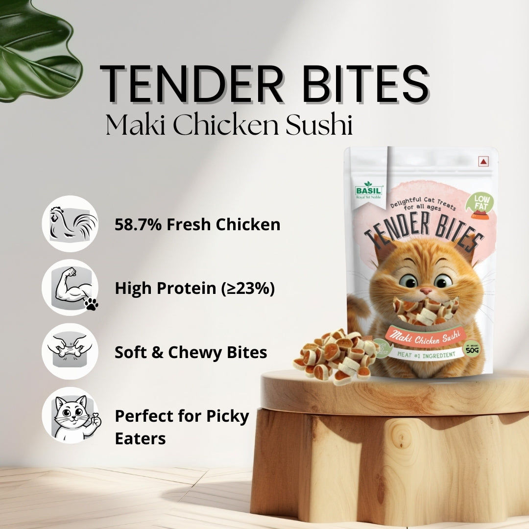 Basil Tender Bites Maki Sushi Cat Treats — side view