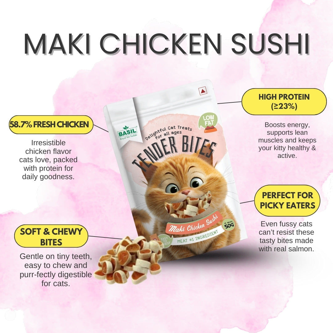 Basil Tender Bites Maki Sushi Cat Treats — back view
