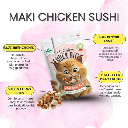 Basil Tender Bites Maki Sushi Cat Treats — back view