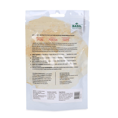 Basil Tender Diced Chicken Bites Strips Dog Treats — in use