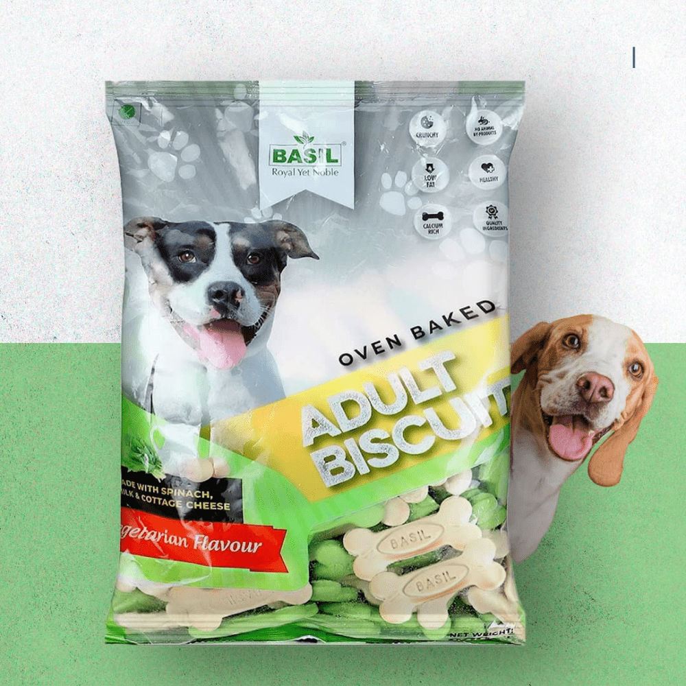 Basil Veg Bone Shaped Adult Dog Biscuits — side view