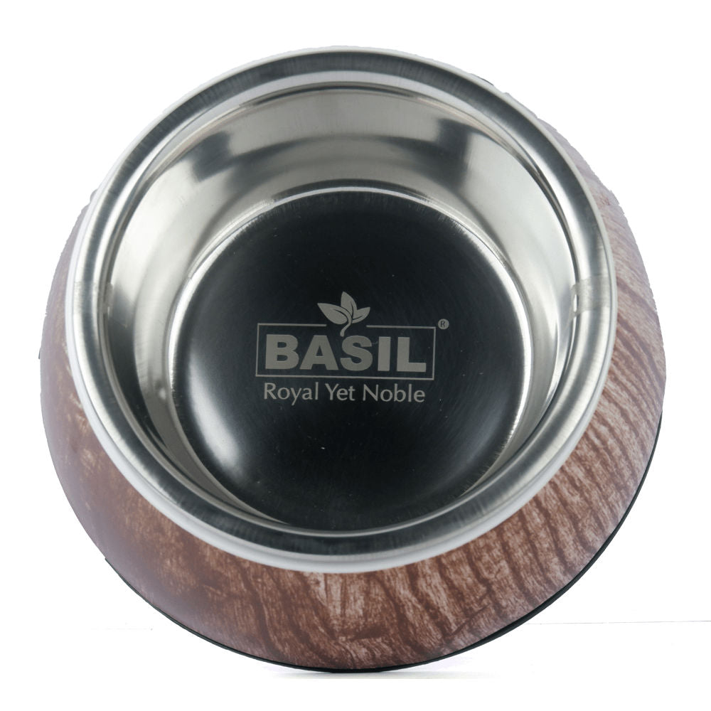 Basil Wooden Print Melamine Bowl for Dogs and Cats — back view