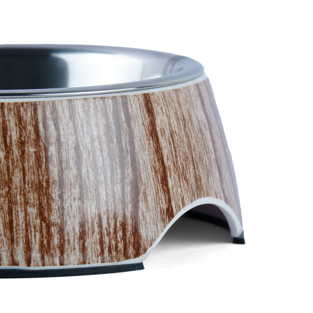 Basil Wooden Print Melamine Bowl for Dogs and Cats — in use