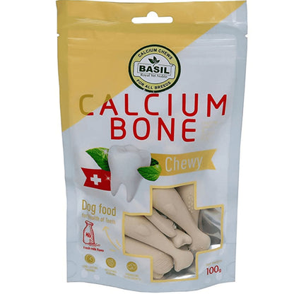 Basil Calcium Chew Bones Dog Treats — in use
