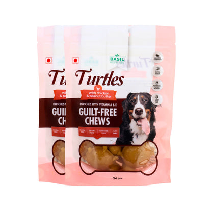 Basil Chicken & Peanut Butter Turtle Shaped Dog Chew Treats — image 6