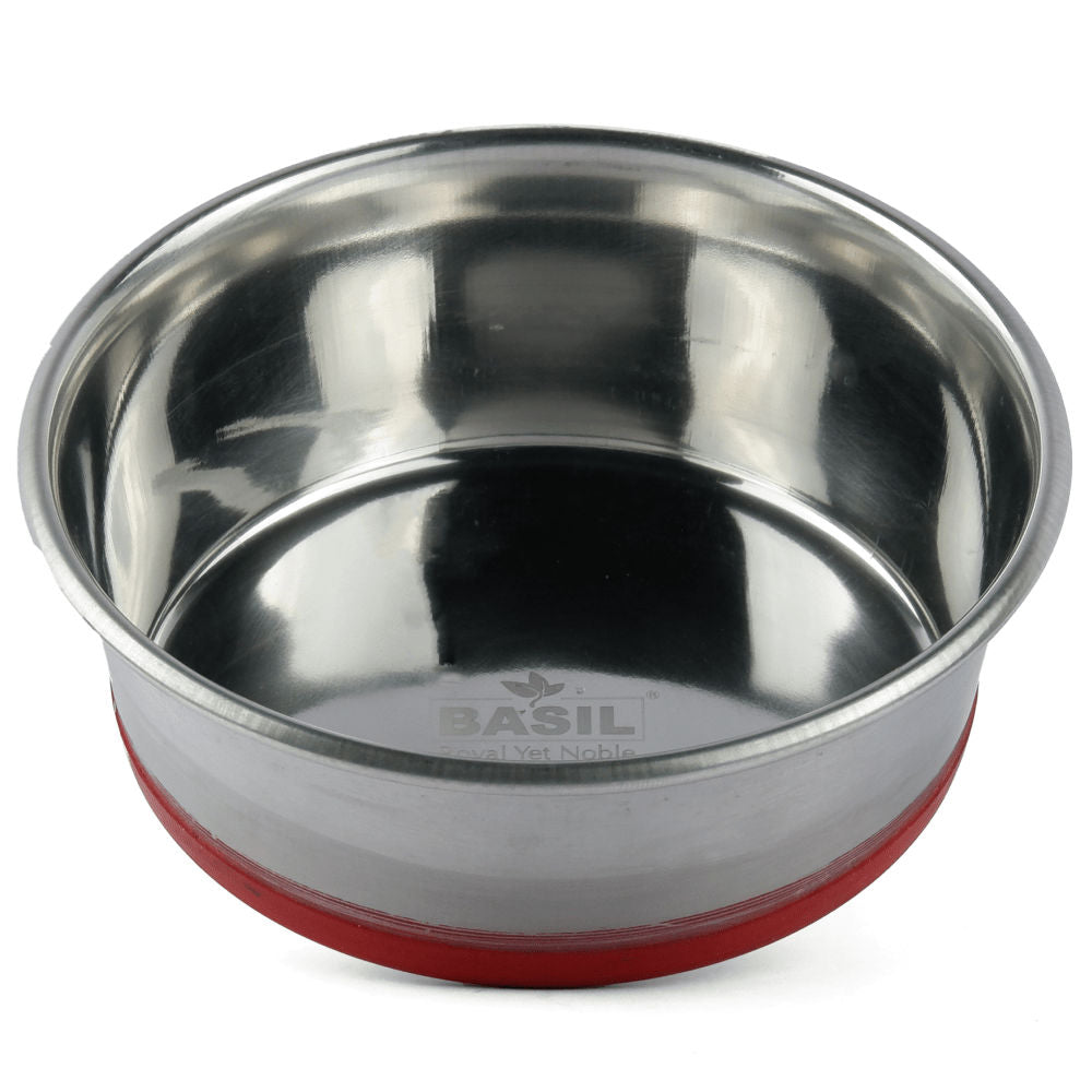 basil-heavy-dish-with-silicon-bowl-for-dogs-maroon 500mL