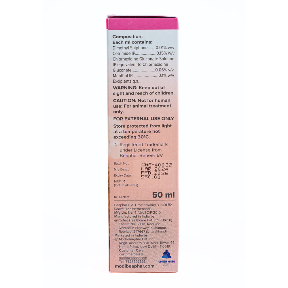 Beaphar Gluconate and Menthol Ear Cleaner for Dogs and Cats — back view