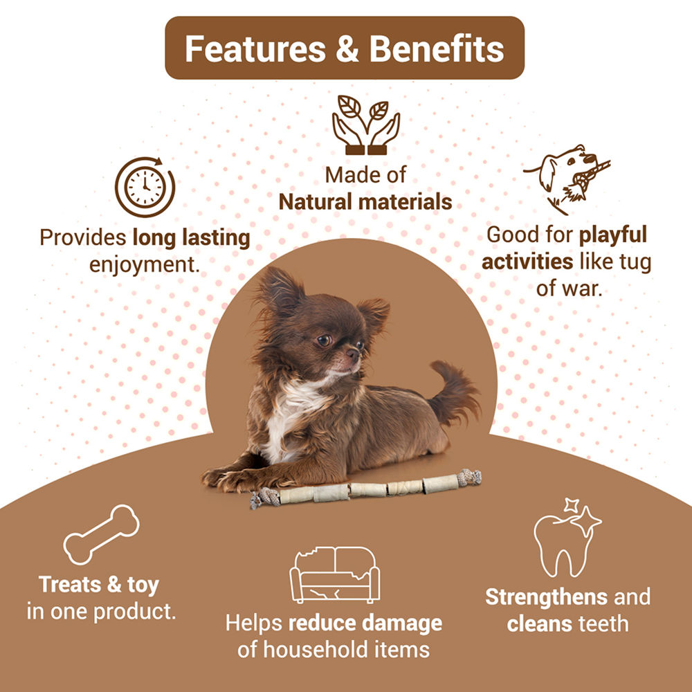 Bowlers Chewrope Caterpillar Functional Dog Treat Toy — detail shot