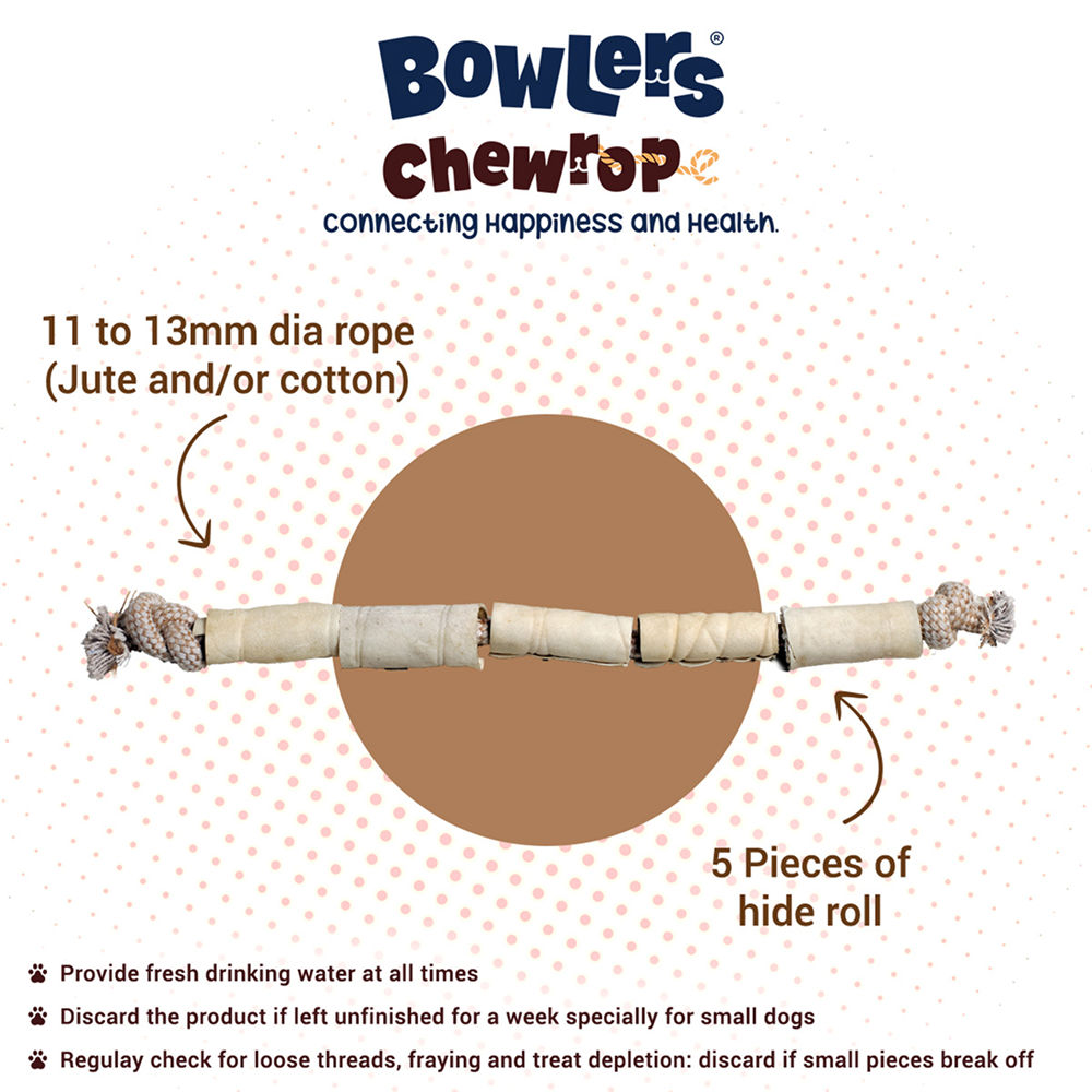 Bowlers Chewrope Caterpillar Functional Dog Treat Toy — in use