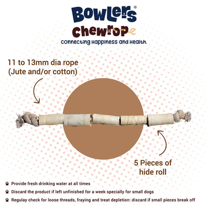 Bowlers Chewrope Caterpillar Functional Dog Treat Toy — in use