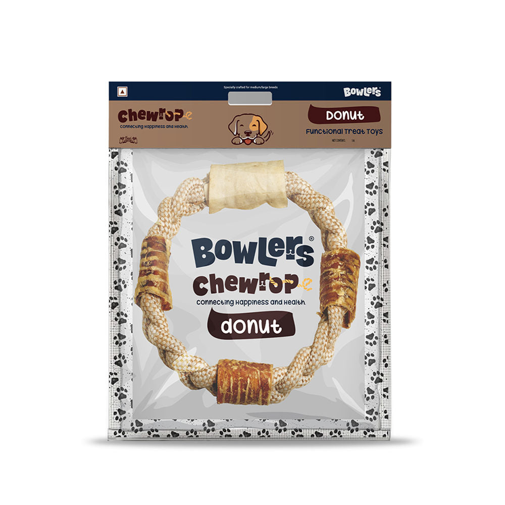 Bowlers Chewrope Donut Rope Toy For Dogs Brown
