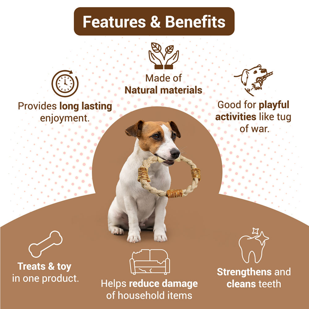 Bowlers Chewrope Donut Functional Dog Treat Toy — side view