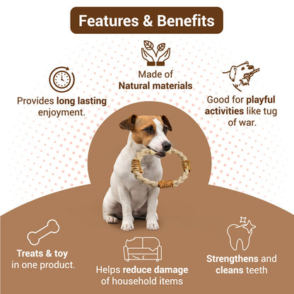 Bowlers Chewrope Donut Functional Dog Treat Toy — side view
