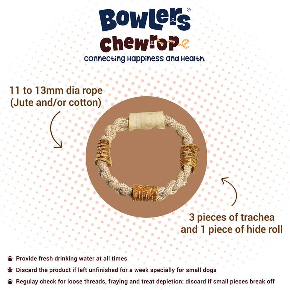 Bowlers Chewrope Donut Functional Dog Treat Toy — back view