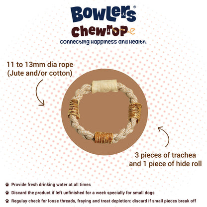 Bowlers Chewrope Donut Functional Dog Treat Toy — back view