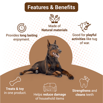 Bowlers Chewrope Marionette Rope Chew Functional Dog Treat Toy — in use