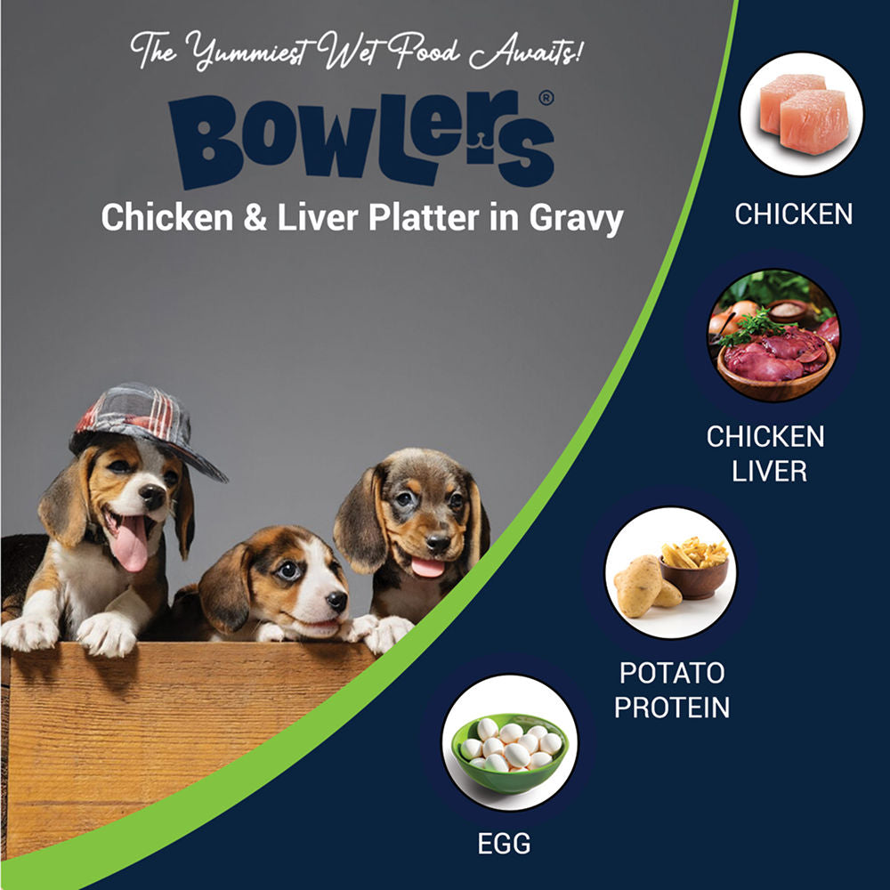 Bowlers Chicken and Liver Recipe in Gravy Puppy Dog Wet Food — back view