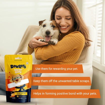 Bowlers Peanut Butter Flavour Meat Bars Dog Treats — back view