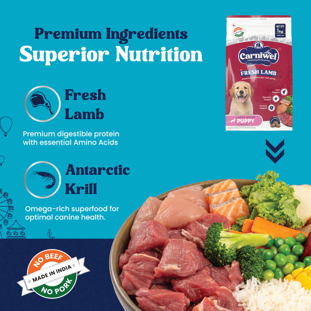 Carniwel Fresh Lamb Large Breed Puppy Dog Dry Food — back view