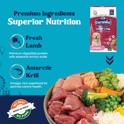 Carniwel Fresh Lamb Large Breed Puppy Dog Dry Food — back view