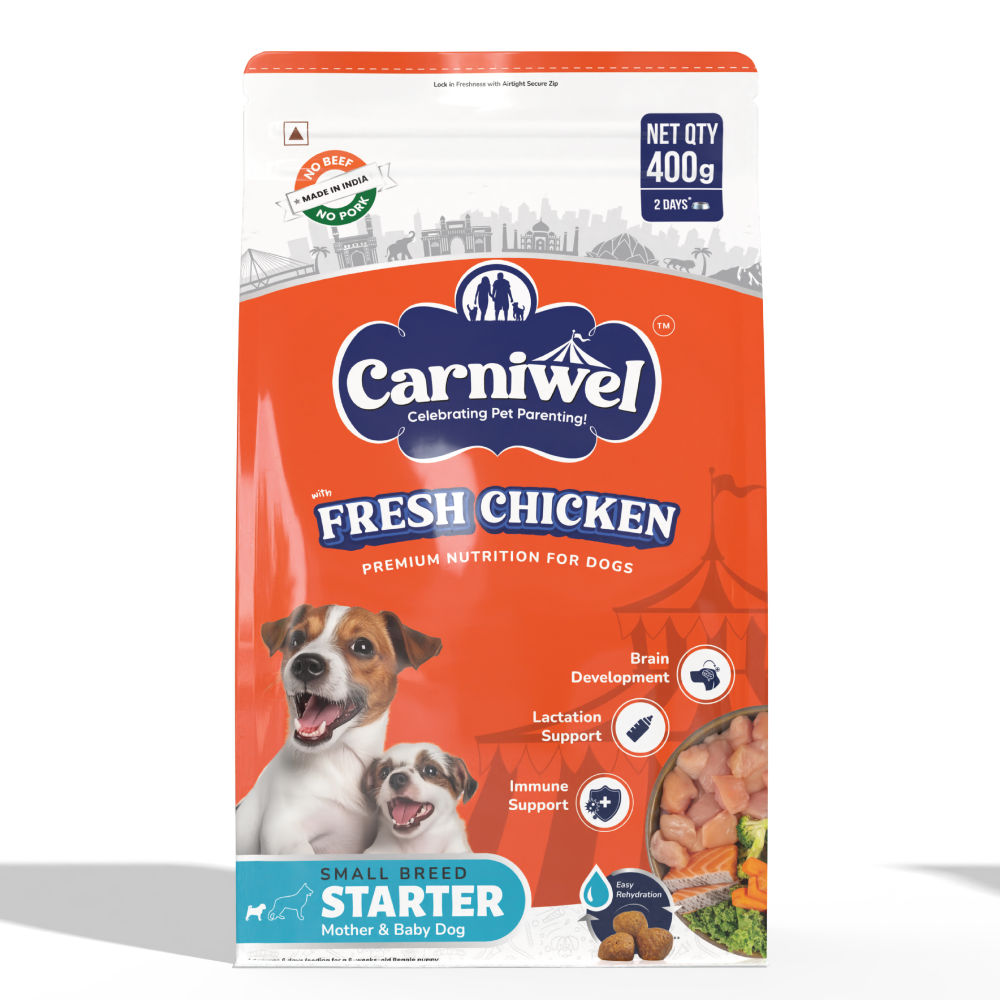 carniwel-fresh-chicken-kibble-starter-for-small-breed-mother-baby-dog-dry-food 400g