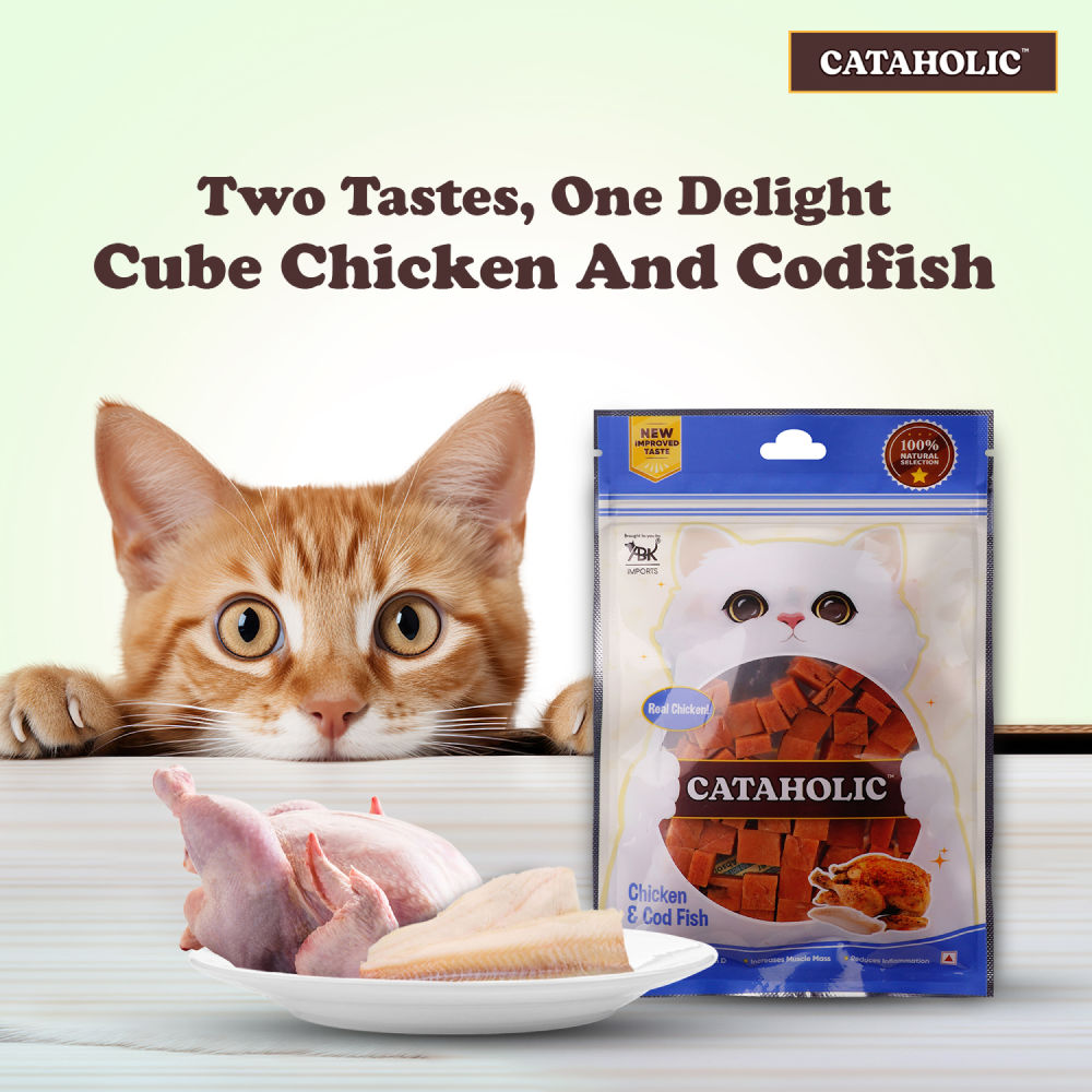 Cataholic Chicken and Codfish Cube Cat Treats — detail shot