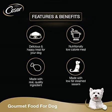 Cesar Sasami & Vegetables Premium Adult Dog Wet Food — back view
