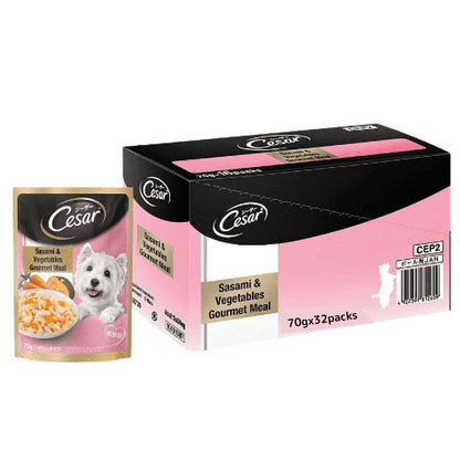 Cesar Sasami & Vegetables Premium Adult Dog Wet Food — in use
