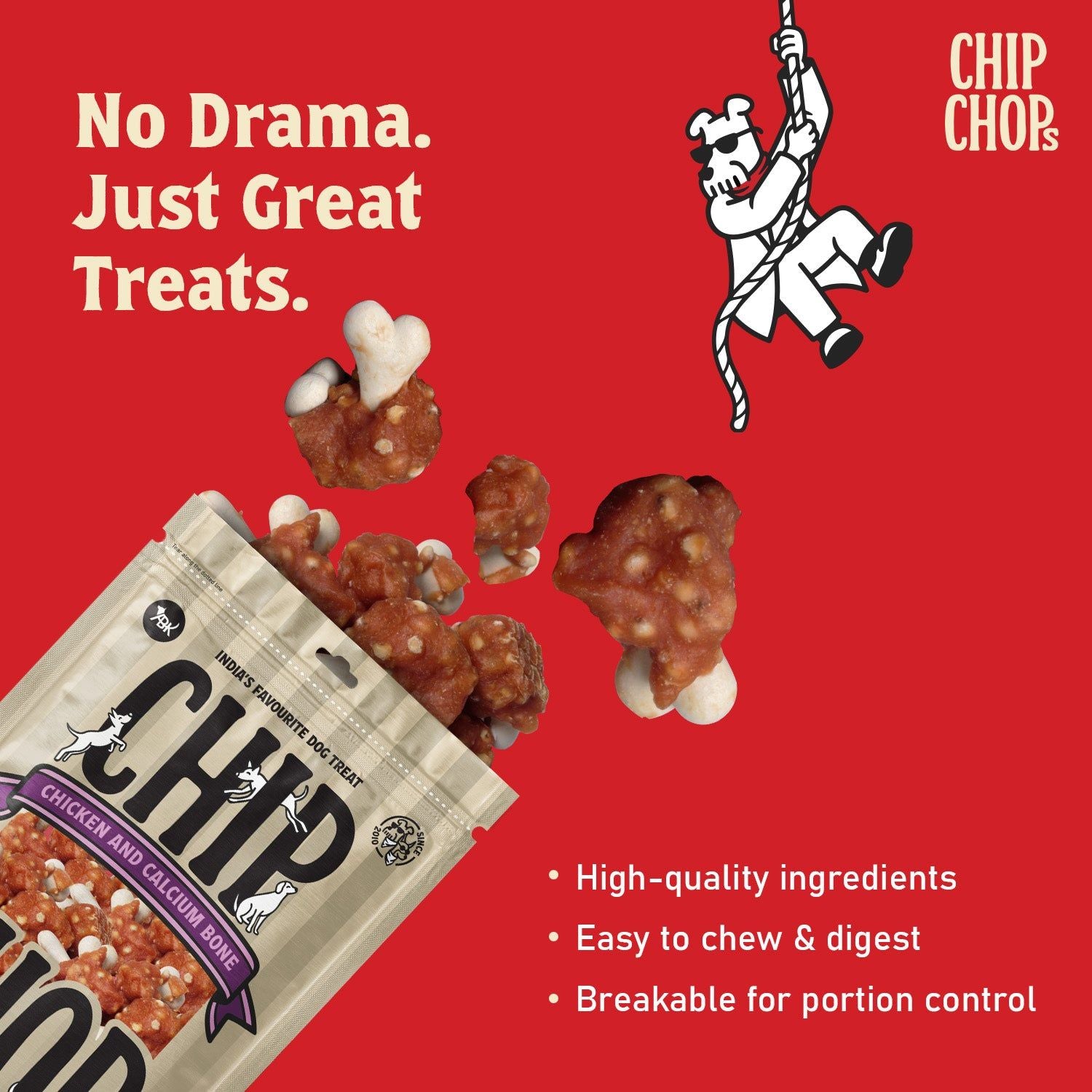 Chip Chops Chicken and Calcium Bone Dog Treats — in use