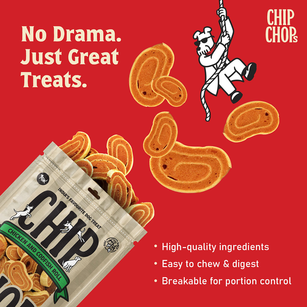 Chip Chops Chicken and Codfish Rolls Dog Treats — back view