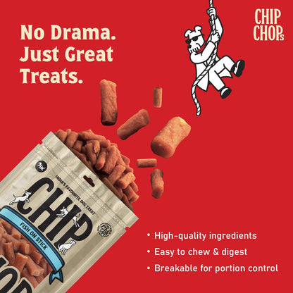 Chip Chops Fish on Stick Dog Treats — in use