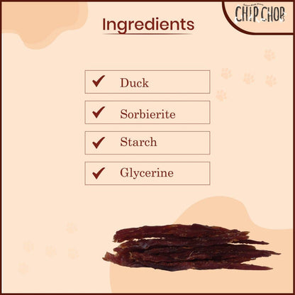 Chip Chops Roast Duck Strips Dog Treats — in use