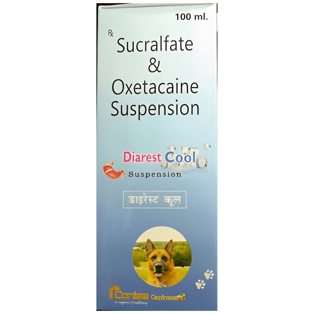 Corise Diarest Cool Syrup (Sucralfate & Oxetacaine) for Dogs and Cats — back view