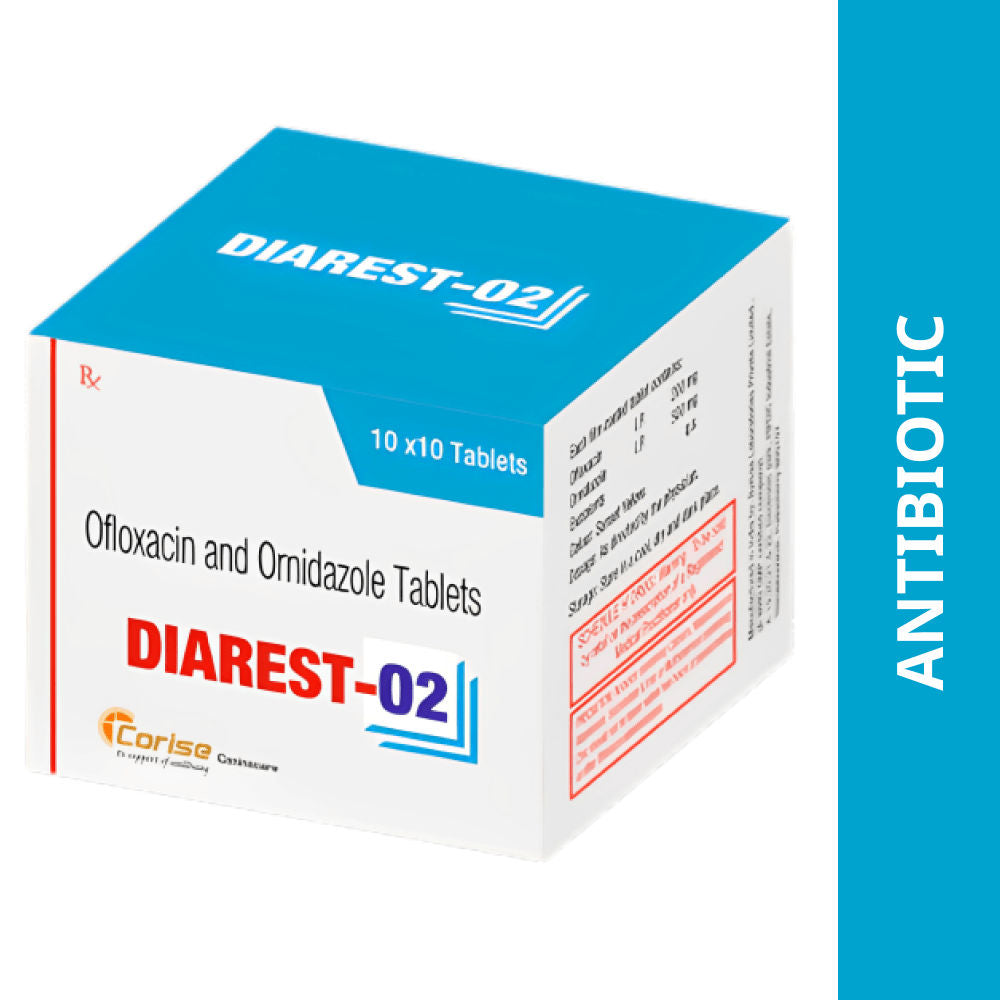 Corise Diarest O2 Tablet (Ofloxacin Ornidazole) for Dogs (pack of 10 tablets)