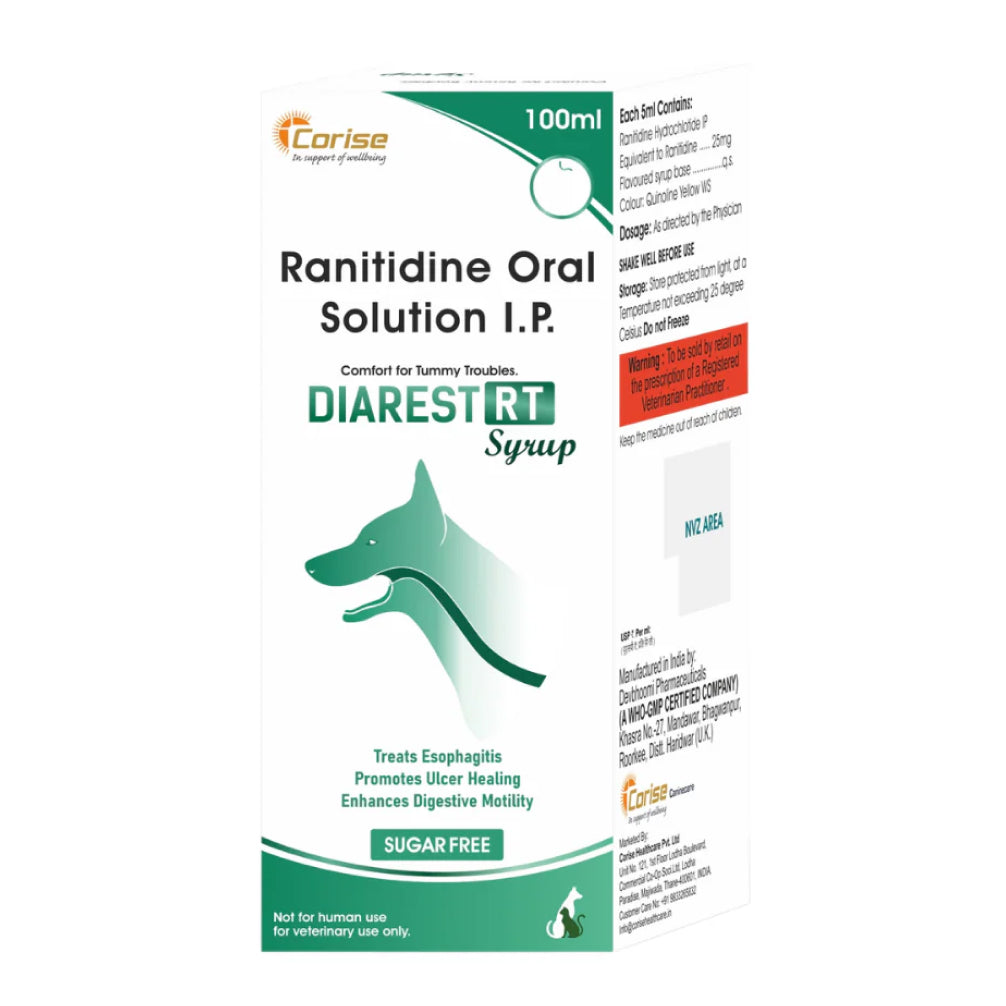 Corise Diarest Rt Syrup Ranitidine Oral Solution For Dogs And Cats