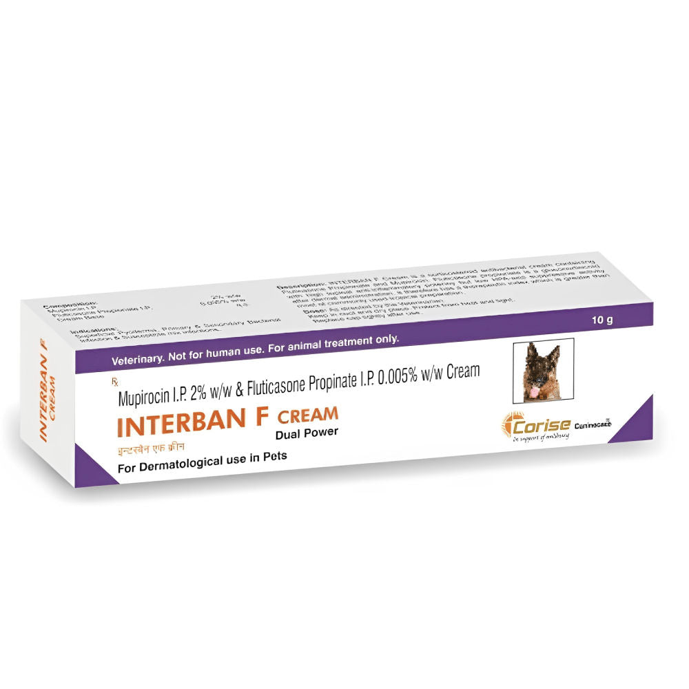 Corise Interban F Cream (Mupirocin Fluticasone) for Dogs and Cats — side view