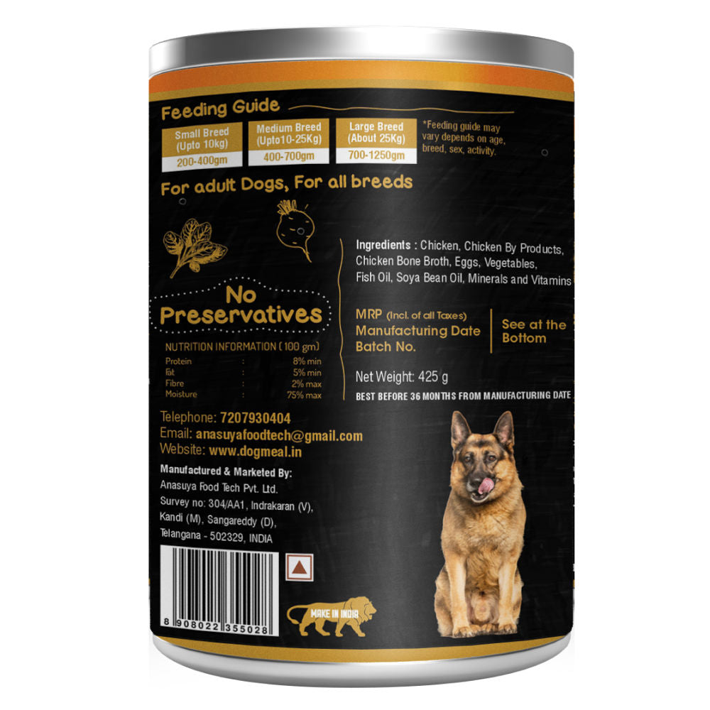 Dog Meal Chicken and Egg Meals Dog Wet Food — back view