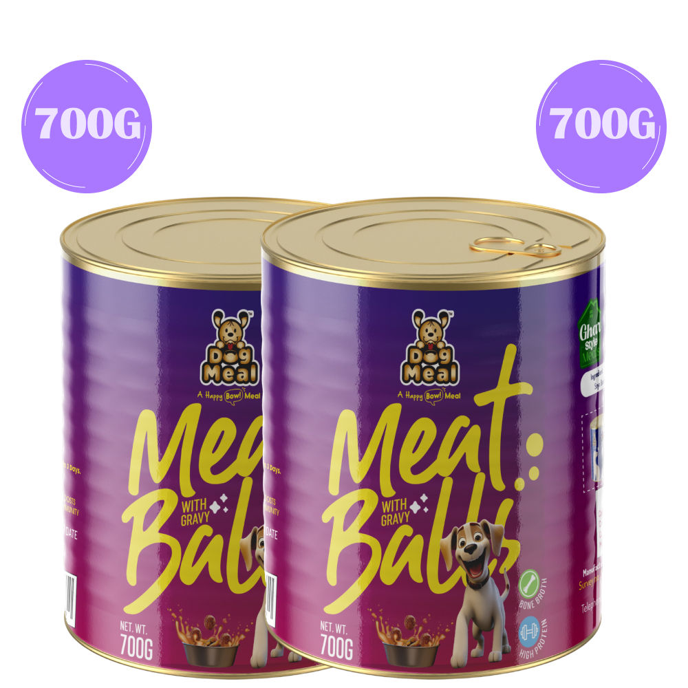 Dog Meal Meat Balls With Gravy Dog Wet Food — side view