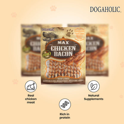Dogaholic Max Barbeque Chicken Bacon Sticks Dog Treats — side view