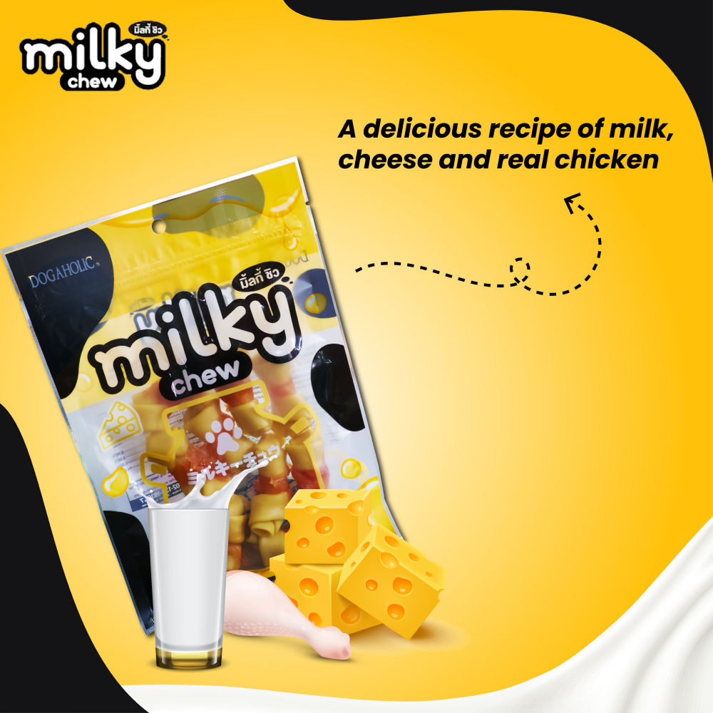 Dogaholic Milky Chew Cheese Chicken Bone Style — side view