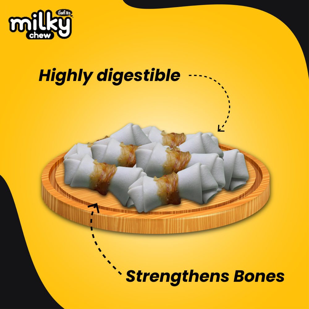 Dogaholic Milky Chew Cheese Chicken Bone Style — in use