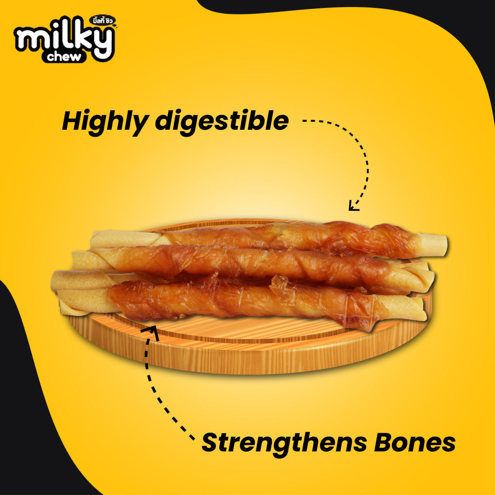 Dogaholic Milky Chew Cheese Chicken Stick Style Dog Treats — back view
