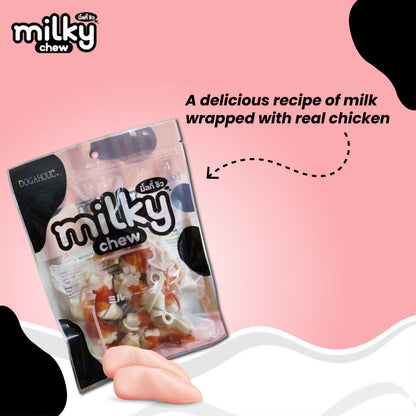 Dogaholic Milky Chew Chicken Bone Style Dog Treats — detail shot