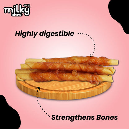 Dogaholic Milky Chew Chicken Stick Style Dog Treats — back view
