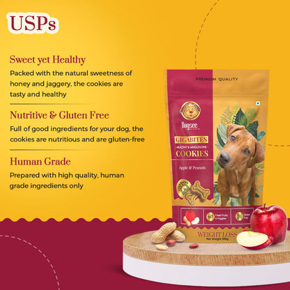 Dogsee Chew Gigabites Apple and Peanut Dog Cookie Treats — in use